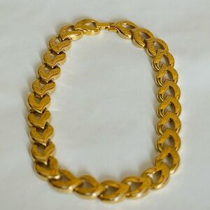 80's Heart Link Necklace - Heart Chain Link Necklace - Unisex Chain Jewelry